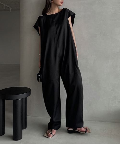 willfully オールインワン セール】asymmetry bundle sleeve all-in-one（つなぎ