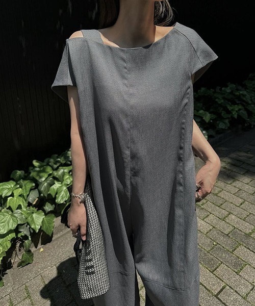 asymmetry bundle sleeve all-in-one（つなぎ/オールインワン