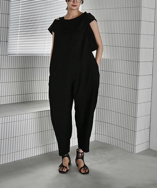 セール】asymmetry bundle sleeve all-in-one（つなぎ