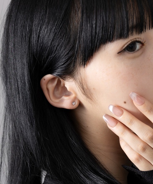 ピアス ニッケルフリー 3mm 4本爪 キュービックジルコニア
