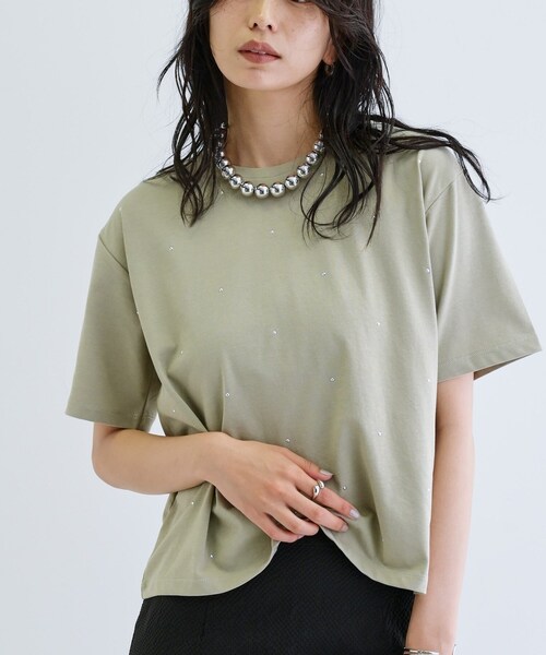 GALLEST(ギャレスト)の「ドットスタッズTシャツ(Tシャツ/カットソー・レディース・ブラック/オリーブ/ホワイト・38)」の13枚目の写真