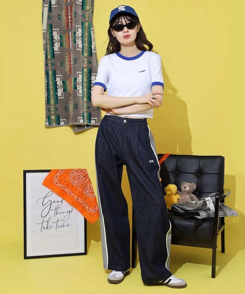 NERDY（ノルディ）の「ブレンク ロゴ  クロップド 半袖 Tシャツ（Tシャツ/カットソー・レディース・ピンク/ブルー/ブラック/パープル・S/SS/M）」の21枚目の写真