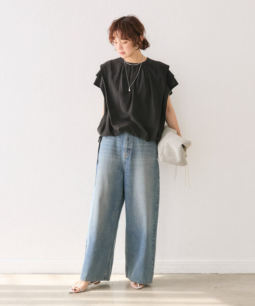 RIVE DROITE（リヴドロワ）の「【二の腕カバー】タックスリーブドロストブラウス（シャツ/ブラウス・レディース・ブラック/ブラウン/オフホワイト・FREE）」の12枚目の写真