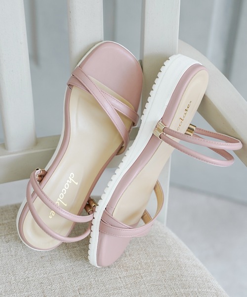 chocolates(チョコラテス)の「スクエアトゥ 2wayベルト ミュールサンダル【日本製】(サンダル・レディース・シルバー/ホワイト/ブラック/ピンク・S/M/L/LL)」の3枚目の写真