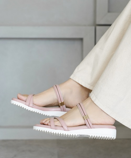 chocolates(チョコラテス)の「スクエアトゥ 2wayベルト ミュールサンダル【日本製】(サンダル・レディース・シルバー/ホワイト/ブラック/ピンク・S/M/L/LL)」の13枚目の写真