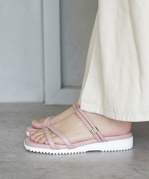 chocolates(チョコラテス)の「スクエアトゥ 2wayベルト ミュールサンダル【日本製】(サンダル・レディース・シルバー/ホワイト/ブラック/ピンク・S/M/L/LL)」の15枚目の写真