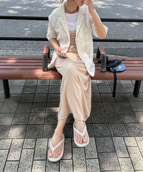 PILIT（ピリット）の「シアー5分袖ジャケット（テーラードジャケット・レディース・アイボリー/ブラック・MEDIUM）」の15枚目の写真