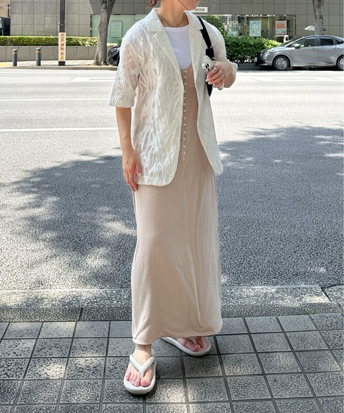 PILIT（ピリット）の「シアー5分袖ジャケット（テーラードジャケット・レディース・アイボリー/ブラック・MEDIUM）」の11枚目の写真