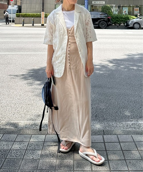 PILIT（ピリット）の「シアー5分袖ジャケット（テーラードジャケット・レディース・アイボリー/ブラック・MEDIUM）」の12枚目の写真