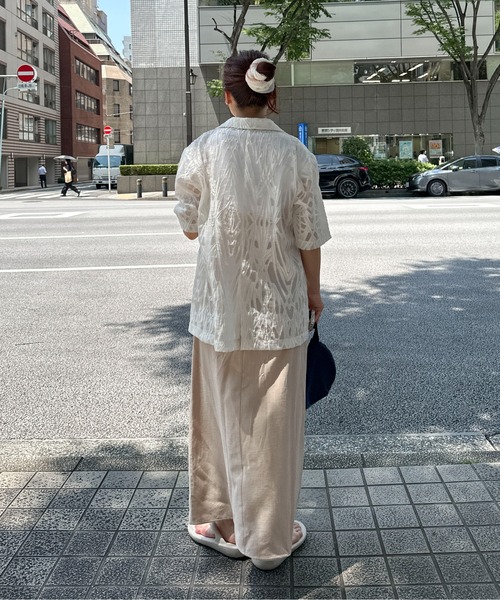 PILIT（ピリット）の「シアー5分袖ジャケット（テーラードジャケット・レディース・アイボリー/ブラック・MEDIUM）」の13枚目の写真