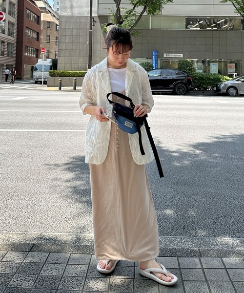 PILIT（ピリット）の「シアー5分袖ジャケット（テーラードジャケット・レディース・アイボリー/ブラック・MEDIUM）」の14枚目の写真