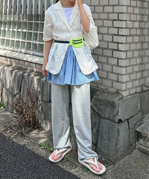 PILIT（ピリット）の「シアー5分袖ジャケット（テーラードジャケット・レディース・アイボリー/ブラック・MEDIUM）」の21枚目の写真