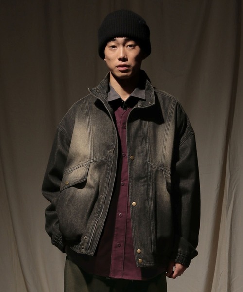 niko and...（ニコアンド）の「【niko and ...JEANS 2025AW】90sデニムスタンドブルゾン（ブルゾン・メンズ・チャコール/アクア・MEDIUM/LARGE）」の2枚目の写真