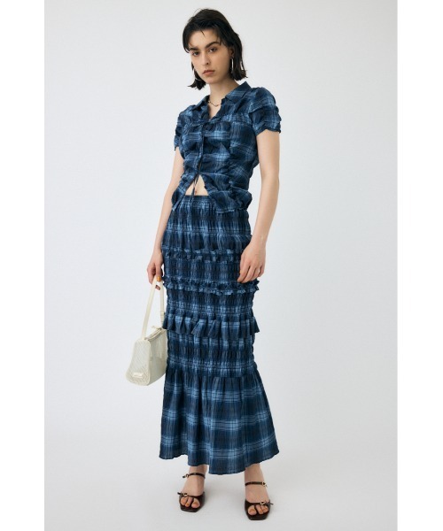 SHIRRING RIBBON SHIRT / シャーリングリボンシャツ　水色 MOUSSY | SHIRRING RIBBON シャツ (シャツ・ブラウス ) |SHEL