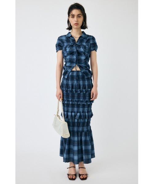 moussy SHIRRING RIBBON シャツ　ブルー MOUSSY | SHIRRING RIBBON シャツ (シャツ・ブラウス ) |SHEL