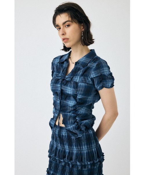 MOUSSY（マウジー）の「【セットアップ対応】SHIRRING RIBBON シャツ（シャツ/ブラウス・レディース・ホワイト/ブルー系その他/ブラック/ライトブルー・FREE）」の10枚目の写真