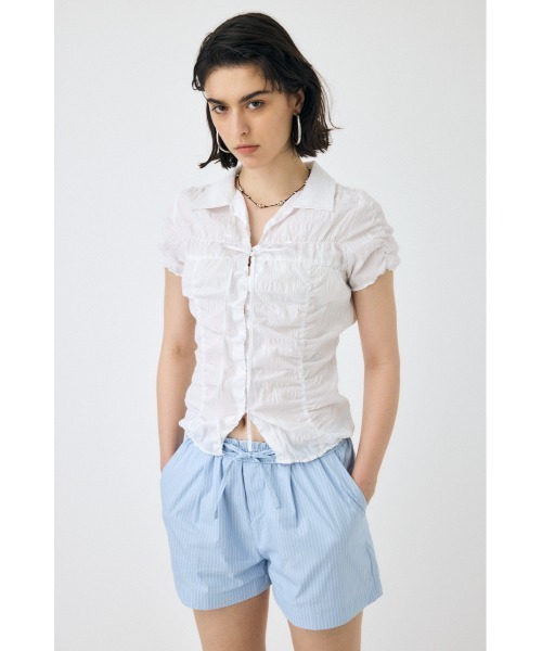 MOUSSY（マウジー）の「【セットアップ対応】SHIRRING RIBBON シャツ（シャツ/ブラウス・レディース・ホワイト/ブルー系その他/ブラック/ライトブルー・FREE）」の22枚目の写真
