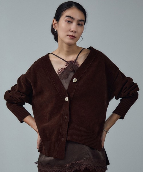 【新品】Vネックカーディガン-CreamyCotton /クリーミーコットン- SALON adam et ropé(サロン アダム エ ロペ) / Vネックカーディガン