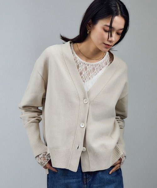 【新品】Vネックカーディガン-CreamyCotton /クリーミーコットン- Vネックカーディガン-CreamyCotton /クリーミーコットン