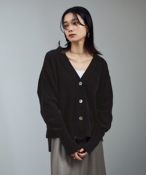 【新品】Vネックカーディガン-CreamyCotton /クリーミーコットン- SALON adam et rope'｜Vネックカーディガン-CreamyCotton /クリーミー