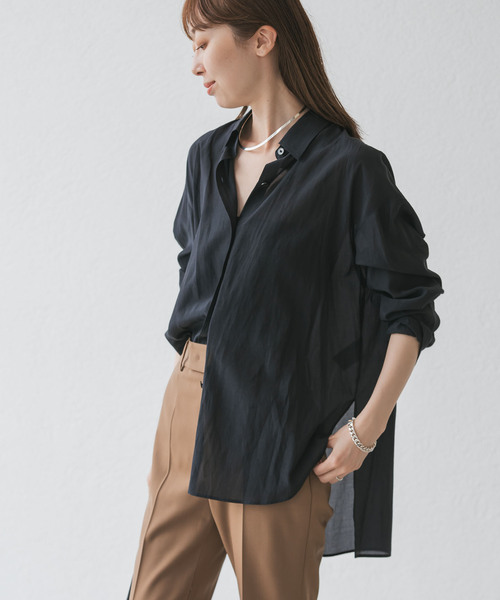 Noble【洗える】シルキーコットンプレーンシャツ セール 30%OFF】【洗える】シルキーコットンプレーンシャツ