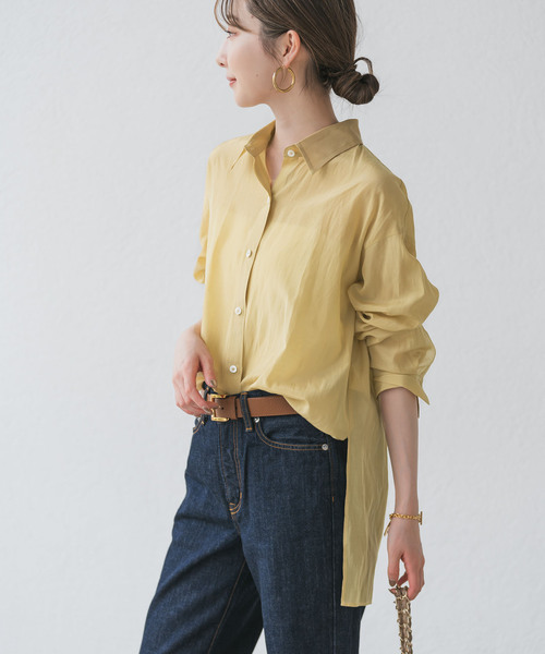 NOBLE シルキーコットンプレーンシャツ