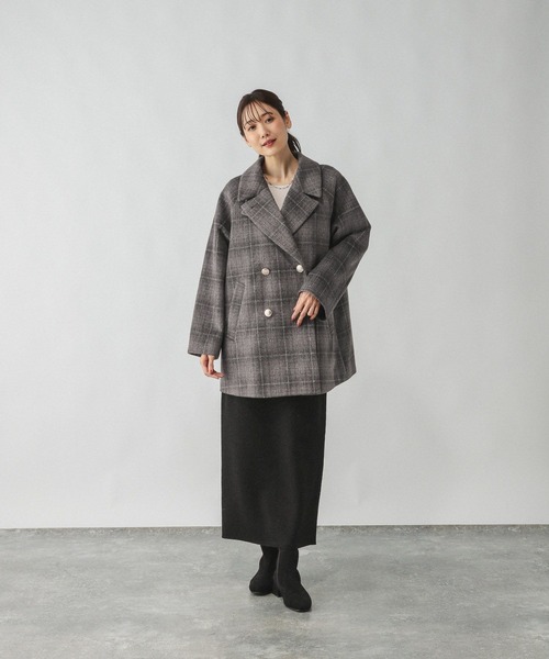 軽やかストレッチ襟2WAYミドルコート/499658（チェスターコート