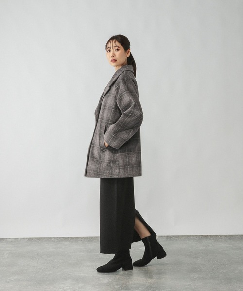 セール】軽やかストレッチ襟2WAYミドルコート/499658（チェスター