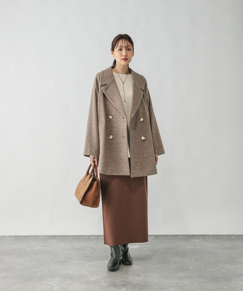 GLOBAL WORK 軽やかストレッチ衿2WAYコート/ブラウン(M) GLOBAL WORK 軽やかストレッチ衿2WAYコート/ブラウン(M) 軽やか