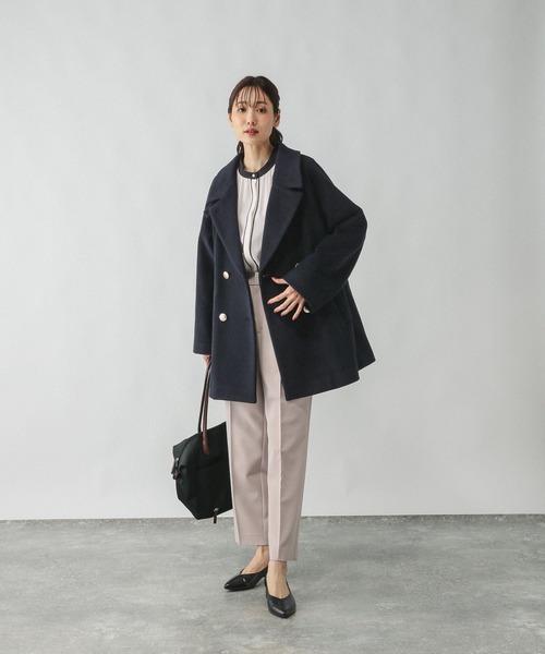 セール】軽やかストレッチ襟2WAYミドルコート/499658（チェスター