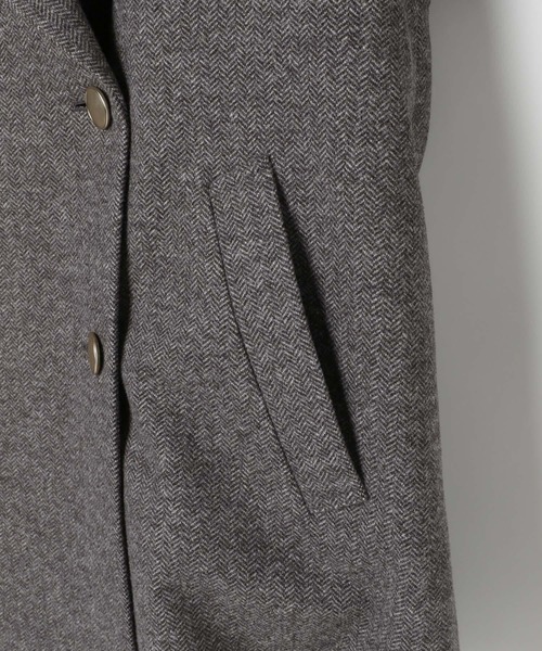 GLOBAL WORK（グローバルワーク）の「軽やかストレッチ襟2WAYミドルコート/499658（チェスターコート・レディース・チェック/グレー系4/ブラウン系7/ブラウン系8/ネイビー・SMALL/MEDIUM/LARGE）」の14枚目の写真