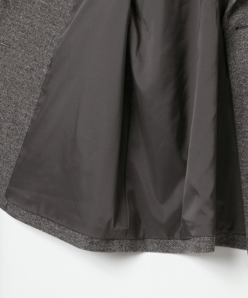 GLOBAL WORK（グローバルワーク）の「軽やかストレッチ襟2WAYミドルコート/499658（チェスターコート・レディース・チェック/グレー系4/ブラウン系7/ブラウン系8/ネイビー・SMALL/MEDIUM/LARGE）」の15枚目の写真