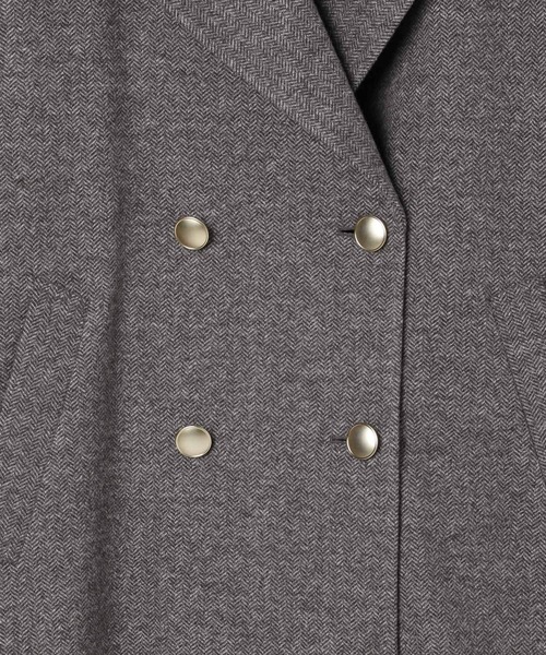 GLOBAL WORK（グローバルワーク）の「軽やかストレッチ襟2WAYミドルコート/499658（チェスターコート・レディース・チェック/グレー系4/ブラウン系7/ブラウン系8/ネイビー・SMALL/MEDIUM/LARGE）」の16枚目の写真