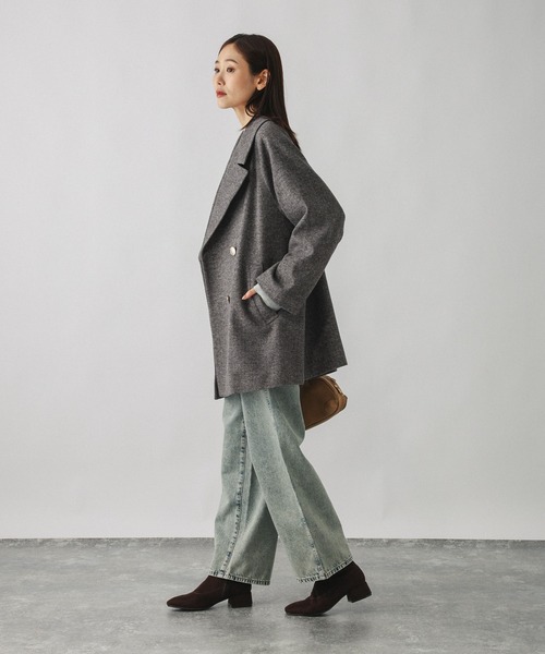 軽やかストレッチ襟2WAYミドルコート/499658（チェスターコート