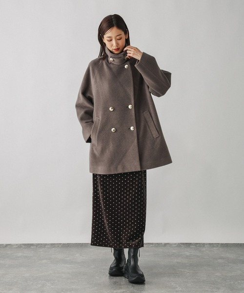 セール】軽やかストレッチ襟2WAYミドルコート/499658（チェスター
