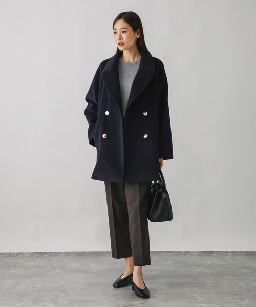 軽やかストレッチ襟2WAYミドルコート/499658（チェスターコート