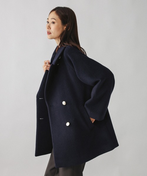 軽やかストレッチ襟2WAYミドルコート/499658（チェスターコート