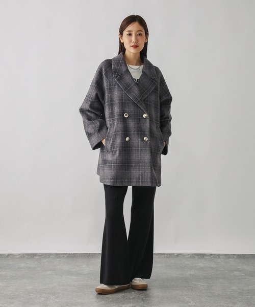 グローバルワーク　軽やかストレッチ襟2WAYコート　Ｌ　ネイビー グローバルワーク 軽やかストレッチ襟2WAYコート L ネイビー