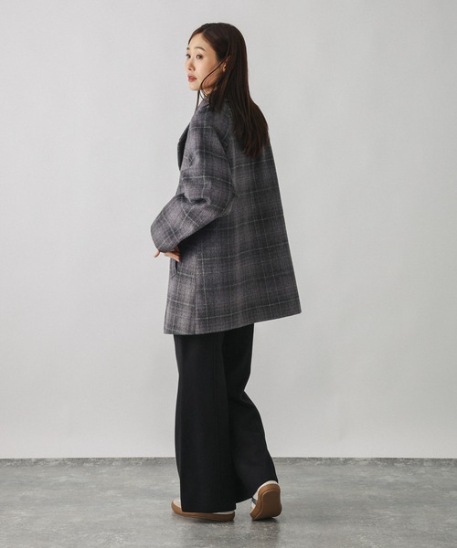 軽やかストレッチ襟2WAYミドルコート/499658（チェスターコート