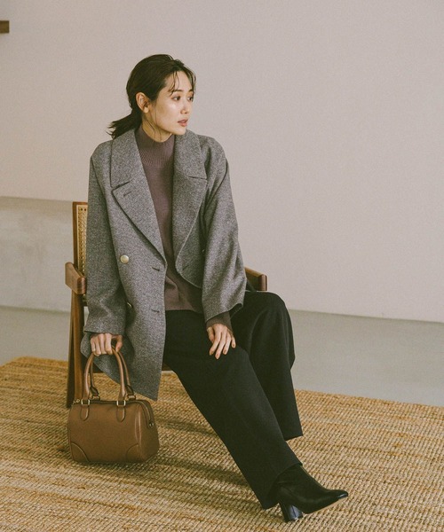 軽やかストレッチ襟2WAYミドルコート/499658（チェスターコート