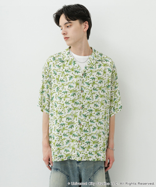 SENSE OF PLACE by URBAN RESEARCH（センスオブプレイスバイアーバンリサーチ）の「『別注』JAWS×SENSE OF PLACE　総柄オープンカラーシャツ（シャツ/ブラウス・メンズ・アイボリー/ブルー/グリーン・MEDIUM/LARGE）」の19枚目の写真