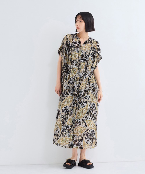 VICKY（ビッキー）の「ペイズリーガラスモックシャツワンピース≪手洗い可能≫（シャツワンピース・レディース・ベージュ系その他/ブラック系その他・M）」の5枚目の写真