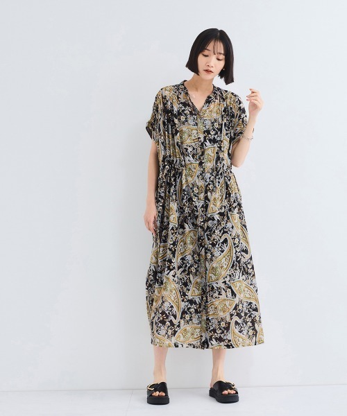 VICKY（ビッキー）の「ペイズリーガラスモックシャツワンピース≪手洗い可能≫（シャツワンピース・レディース・ベージュ系その他/ブラック系その他・M）」の8枚目の写真