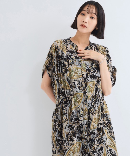 VICKY（ビッキー）の「ペイズリーガラスモックシャツワンピース≪手洗い可能≫（シャツワンピース・レディース・ベージュ系その他/ブラック系その他・M）」の9枚目の写真