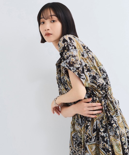 VICKY（ビッキー）の「ペイズリーガラスモックシャツワンピース≪手洗い可能≫（シャツワンピース・レディース・ベージュ系その他/ブラック系その他・M）」の10枚目の写真