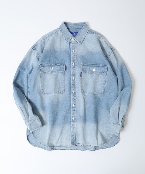 GERRY(ジェリー)の「GERRY ビッグシルエット デニム ワーク 長袖 シャツ(シャツ/ブラウス・メンズ・ネイビー/ブルー・L/LL/M)」の5枚目の写真