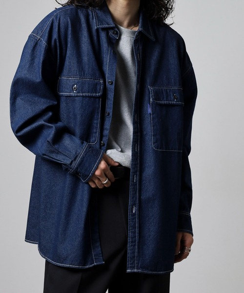 GERRY(ジェリー)の「GERRY ビッグシルエット デニム ワーク 長袖 シャツ(シャツ/ブラウス・メンズ・ネイビー/ブルー・L/LL/M)」の17枚目の写真