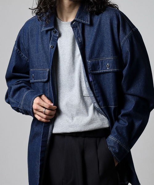 GERRY(ジェリー)の「GERRY ビッグシルエット デニム ワーク 長袖 シャツ(シャツ/ブラウス・メンズ・ネイビー/ブルー・L/LL/M)」の16枚目の写真