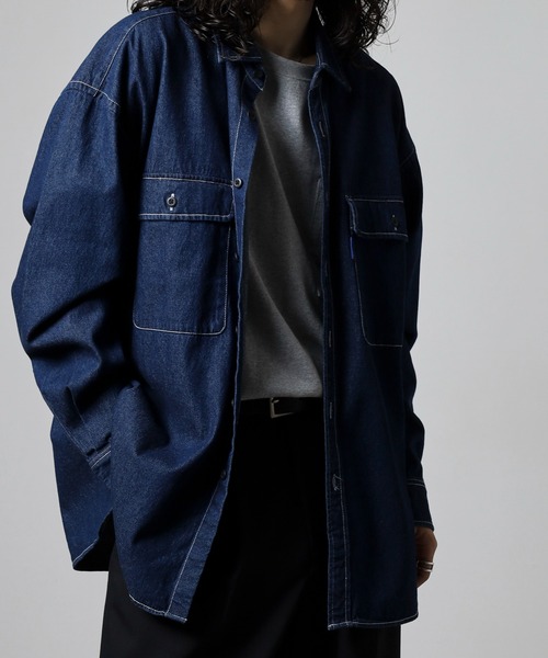 GERRY(ジェリー)の「GERRY ビッグシルエット デニム ワーク 長袖 シャツ(シャツ/ブラウス・メンズ・ネイビー/ブルー・L/LL/M)」の18枚目の写真