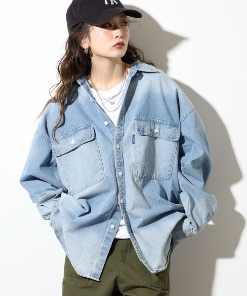 GERRY(ジェリー)の「GERRY ビッグシルエット デニム ワーク 長袖 シャツ(シャツ/ブラウス・メンズ・ネイビー/ブルー・L/LL/M)」の21枚目の写真